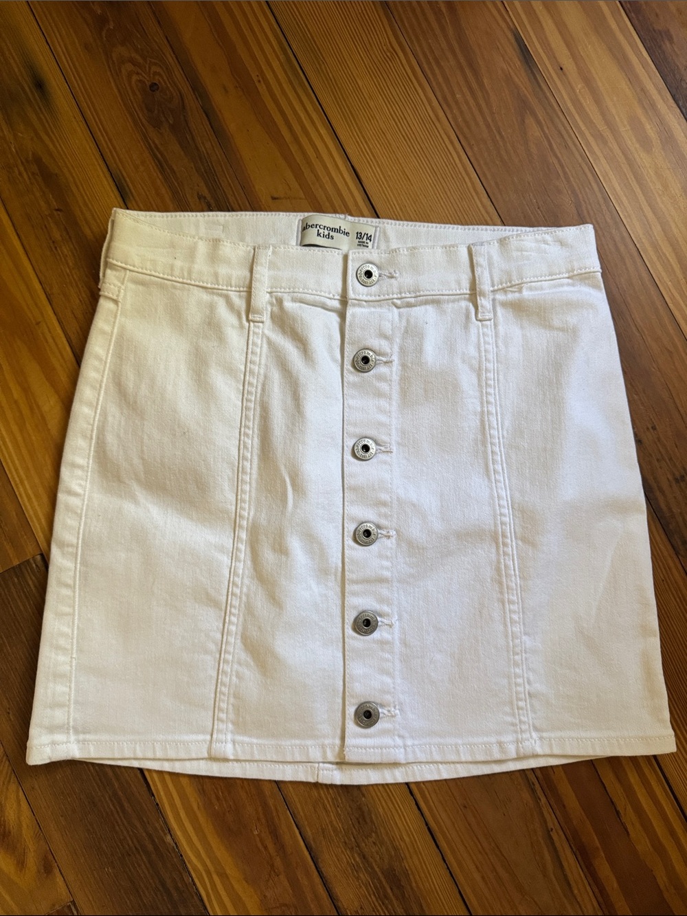 Abercrombie & Fitch White Button-Front Denim Mini Skirt Girls 13/14
